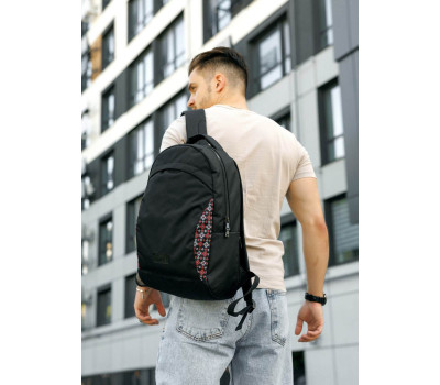 Чоловічий рюкзак Sambag Zard LZN чорний тканевий принт