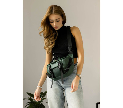 Велика жіноча поясна сумка бананка Sambag DynamicDart зелена