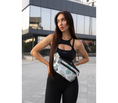 Велика жіноча сумка на пояс бананка Sambag Tirso Max принт "Leaves"
