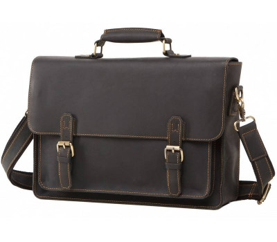 Чорний шкіряний чоловічий портфель Tiding Bag 7205A