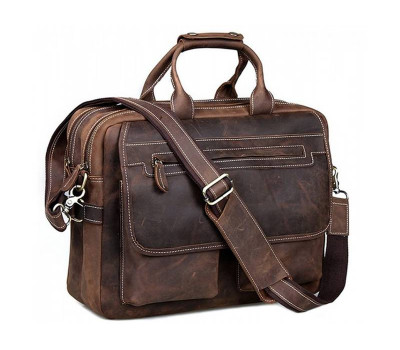 Коричнева шкіряний чоловіча сумка Tiding Bag t29523