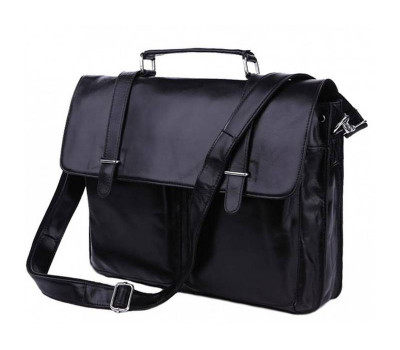 Чорна шкіряна чоловіча сумка Tiding Bag 7013A