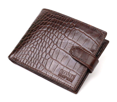 Мужской фактурный горизонтальный кошелек из натуральной кожи с тиснением под крокодила Tony Bellucci 22043 Коричневый