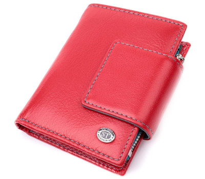 Яскравий шкіряний гаманець для жінок з цікавою монетницею ST Leather 19448 Червоний