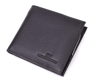 Гаманець середнього розміру з оригінальною монетницею ST Leather 22458 Чорний