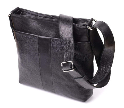 Красива сумка через плече для чоловіків із натуральної шкіри GRANDE PELLE 22883 Чорна