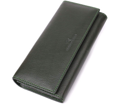 Стильний гаманець у два складення з натуральної шкіри ST Leather 23066 Зелений