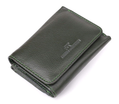 Маленький гаманець зручного формату із натуральної шкіри ST Leather 23076 Зелений