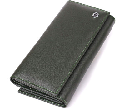 Місткий жіночий гаманець на магнітах із натуральної шкіри ST Leather 23115 Зелений