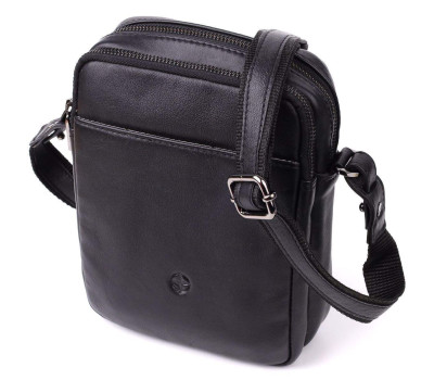 Вертикальна чоловіча сумка через плече з натуральної шкіри Tony Perotti 20883_1 (6049 nero) Чорний