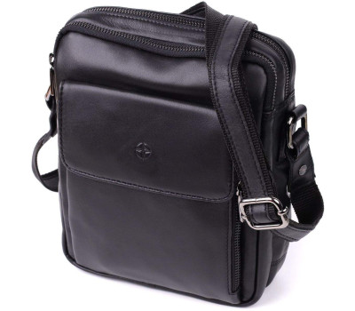 Стильна чоловіча сумка через плече з натуральної шкіри Tony Perotti 20882_1 (6047 nero) Чорний