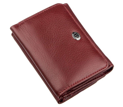 Компактний жіночий гаманець на кнопці ST Leather 18885 Темно-червоний