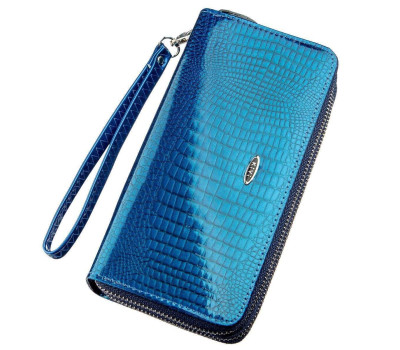 Гаманець жіночий з екошкіри на дві блискавки лаковий KIVI Хамелеон 19022