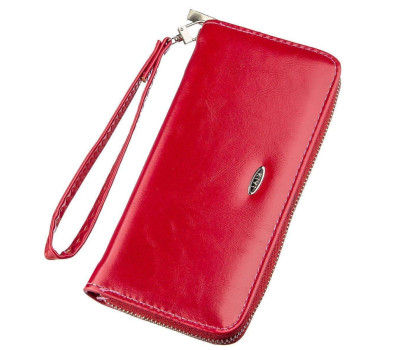 Гаманець жіночий на одну блискавку з екошкіри гладкий KIVI 19037 Рожевий