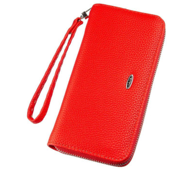 Гаманець жіночий на одну блискавку з екошкіри флотар KIVI 19018 Яскраво-червоний