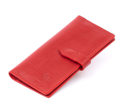 Вертикальний жіночий гаманець глянсовий Anet на кнопці GRANDE PELLE 11325 Червоний