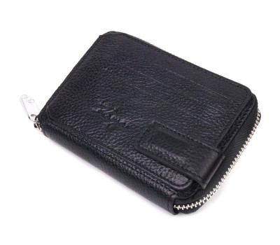 Красивий жіночий гаманець на блискавці з натуральної шкіри KARYA 21343 Чорний