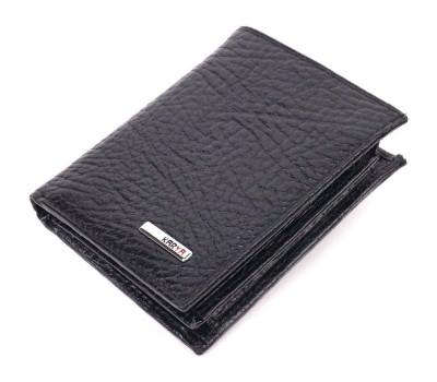 Невеликий гаманець без застібки з натуральної зернистої шкіри KARYA 21364 Чорний