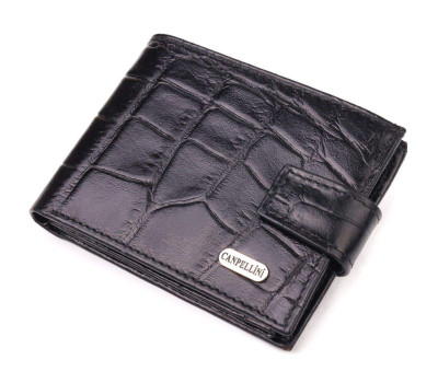 Гаманець чоловічий із натуральної фактурної шкіри CANPELLINI 21511 Чорний