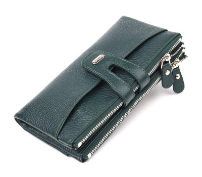 Місткий гаманець з натуральної зернистої шкіри CANPELLINI 21633 Зелений