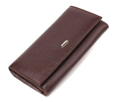 Жіночий зручний гаманець з натуральної зернистої шкіри CANPELLINI 21654 Коричневий