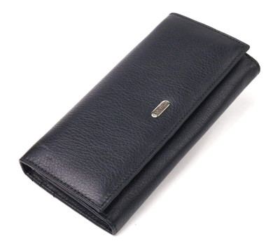 Класичний жіночий гаманець із натуральної шкіри CANPELLINI 21657 Чорний