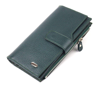 Жіночий великий вертикальний гаманець з натуральної шкіри CANPELLINI 21643 Зелений