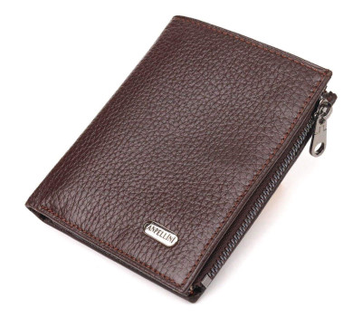 Чоловічий компактний вертикальний гаманець з натуральної шкіри CANPELLINI 21674 Коричневий