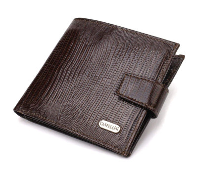 Чоловічий сучасний гаманець горизонтального формату з натуральної шкіри з тисненням CANPELLINI 21757 Коричневий