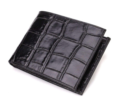 Модний гаманець для чоловіків з натуральної шкіри з тисненням під крокодила CANPELLINI 21925 Чорний