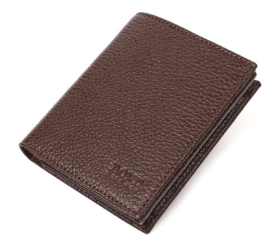 Компактний чоловічий гаманець із натуральної зернистої шкіри без застібки BOND 21989 Коричневий