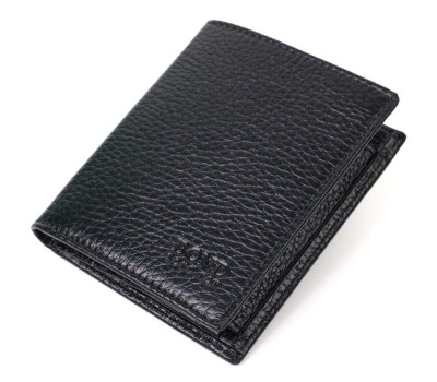 Мініатюрний чоловічий гаманець з натуральної шкіри BOND 21992 Чорний