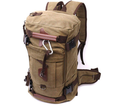 Вместительный рюкзак-трансформер в стиле милитари из плотного текстиля Vintage 22158 Оливковый