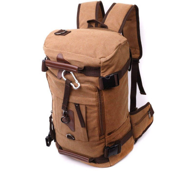 Сучасний рюкзак-трансформер у стилі мілітарі із щільного текстилю Vintage 22160 Коричневий