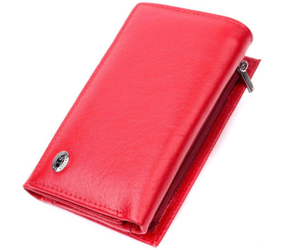 Жіночий гаманець в три складання з натуральної шкіри ST Leather 19469 Червоний