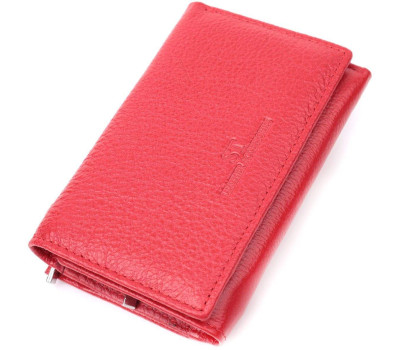 Шкіряний зручний жіночий гаманець у три додавання ST Leather 22490 Червоний