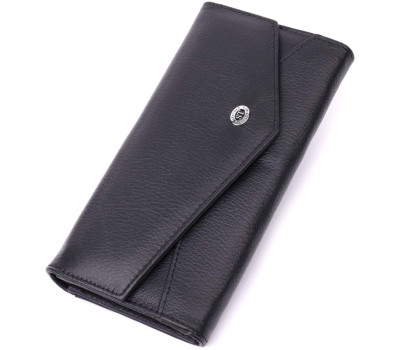 Шкіряний жіночий гаманець з геометричним клапаном ST Leather 22546 Чорний