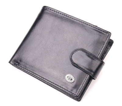 Надійний чоловічий гаманець із натуральної гладкої шкіри ST Leather 19408 Чорний