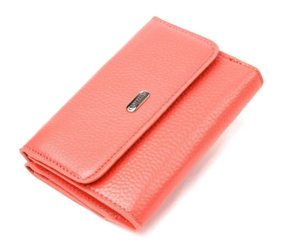 Стильний гаманець молодіжний з натуральної шкіри флотар CANPELLINI 21595 Кораловий