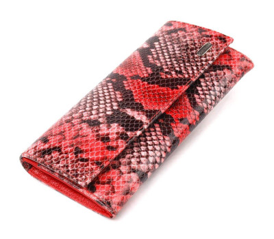 Яскравий жіночий гаманець з натуральної фактурної шкіри з тисненням під змію CANPELLINI 21627 Різнокольоровий