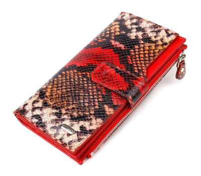 Функціональний жіночий гаманець з натуральної шкіри з тисненням під змію CANPELLINI 21638 Різнокольоровий