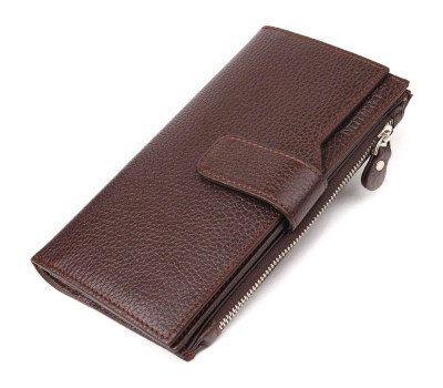 Стильний вертикальний жіночий гаманець з натуральної шкіри CANPELLINI 21642 Коричневий