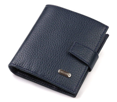 Модний чоловічий гаманець з натуральної зернистої шкіри CANPELLINI 21746 Синій