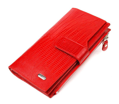 Красивий жіночий гаманець із натуральної фактурної шкіри CANPELLINI 21646 Червоний