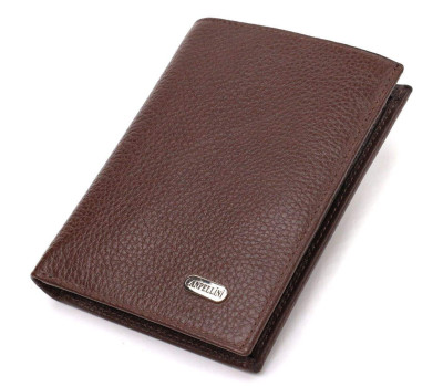 Чоловічий сучасний гаманець вертикального формату з натуральної шкіри CANPELLINI 21756 Коричневий