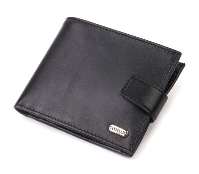 Класичний чоловічий гаманець з натуральної гладкої шкіри CANPELLINI 21792 Чорний
