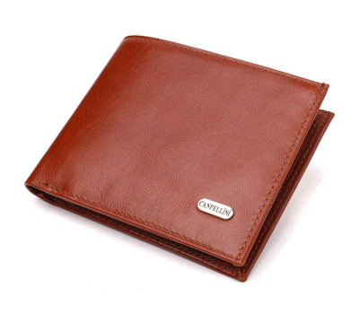 Чоловічий гаманець без застібки горизонтального формату з натуральної гладкої шкіри CANPELLINI 21762 Коричневий