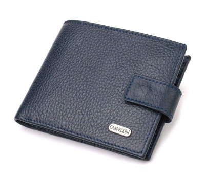 Привабливий горизонтальний гаманець для чоловіків із натуральної шкіри флотар CANPELLINI 21894 Синій