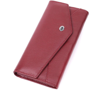 Гаманець для жінок із натуральної шкіри з геометричним клапаном ST Leather 22547 Бордовий