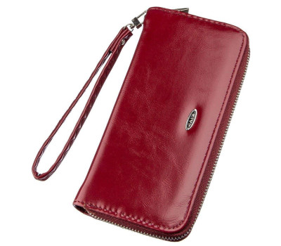 Гаманець жіночий на одну блискавку з екошкіри гладкий KIVI 19035 Бордовий